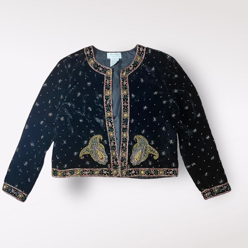 Papell Boutique Evening Vintage Sequin Beaded Jacket Size XL